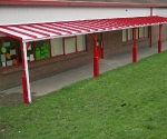 Walkway canopy post pads