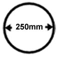 250mm diameter round 250mm diameter round